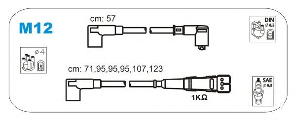 Комплект высоковольтных проводов JANMOR M12