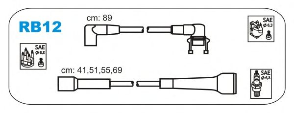 Комплект высоковольтных проводов JANMOR RB12