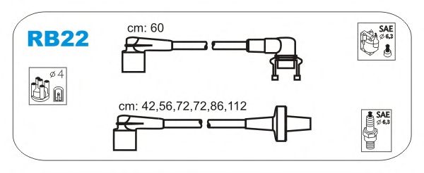 Комплект высоковольтных проводов JANMOR RB22