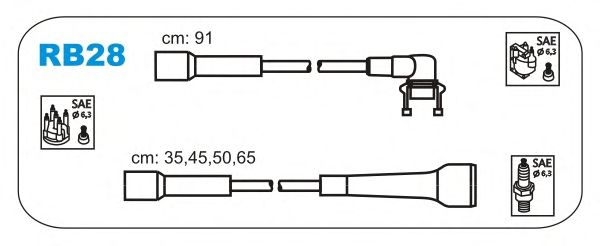 Комплект высоковольтных проводов JANMOR RB28