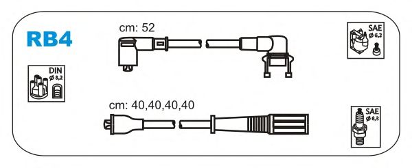 Комплект высоковольтных проводов JANMOR RB4