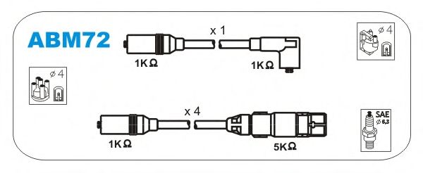 Комплект высоковольтных проводов JANMOR ABM72