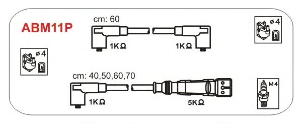 Комплект высоковольтных проводов JANMOR ABM11P