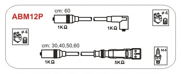 Комплект высоковольтных проводов JANMOR ABM12P