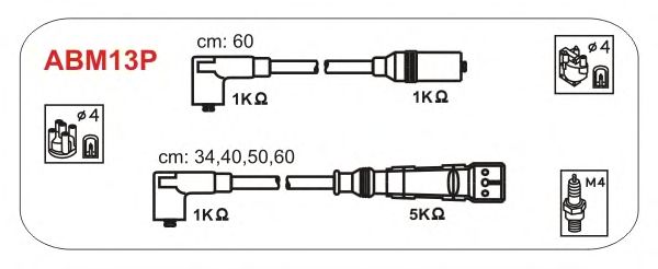 Комплект високовольтних проводів JANMOR ABM13P