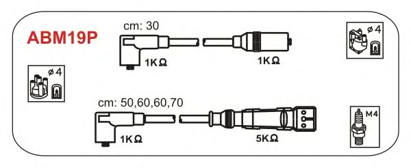 Комплект високовольтних проводів JANMOR ABM19P
