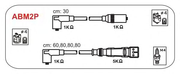 Комплект высоковольтных проводов JANMOR ABM2P