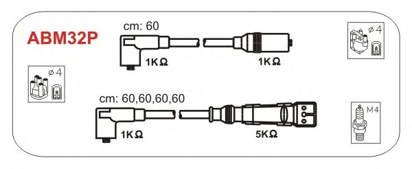 Комплект високовольтних проводів JANMOR ABM32P