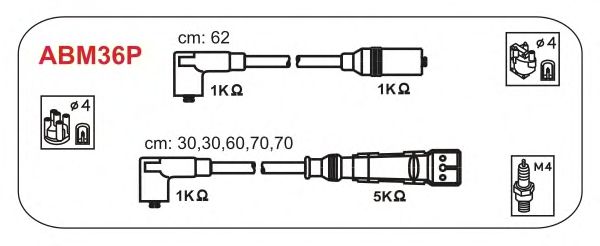 Комплект высоковольтных проводов JANMOR ABM36P