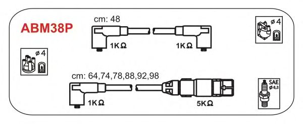 Комплект високовольтних проводів JANMOR ABM38P