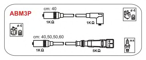 Комплект высоковольтных проводов JANMOR ABM3P