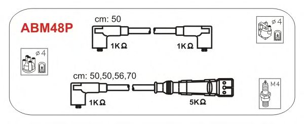 Комплект высоковольтных проводов JANMOR ABM48P