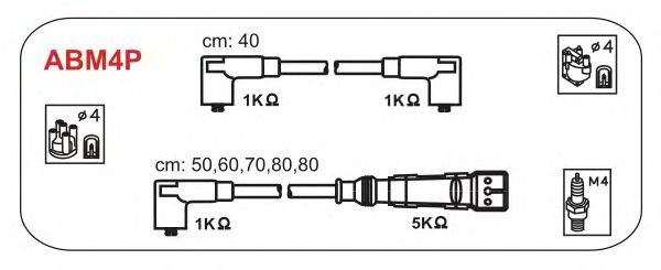 Комплект високовольтних проводів JANMOR ABM4P