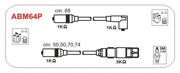 Комплект высоковольтных проводов JANMOR ABM64P