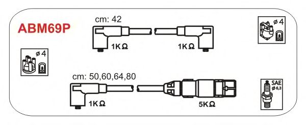 Комплект высоковольтных проводов JANMOR ABM69P