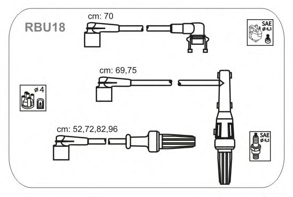 Комплект высоковольтных проводов JANMOR RBU18