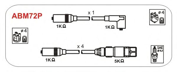 Комплект высоковольтных проводов JANMOR ABM72P