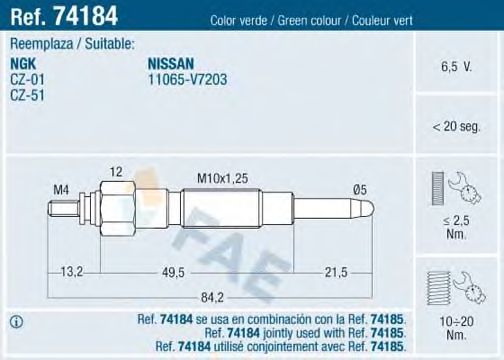 Свеча накала FAE 74184