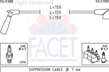 Комплект высоковольтных проводов FACET 4.7007