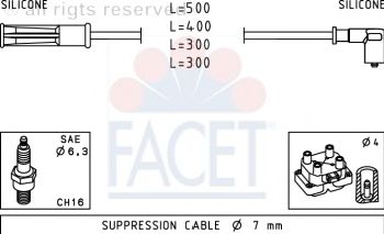 Комплект високовольтних проводів FACET 4.7244