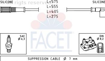 Комплект высоковольтных проводов FACET 4.8616
