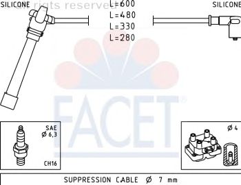 Комплект высоковольтных проводов FACET 4.9505