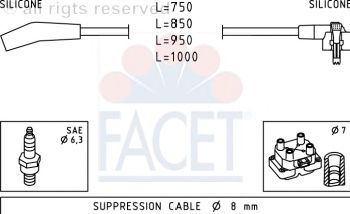 Комплект высоковольтных проводов FACET 4.9639