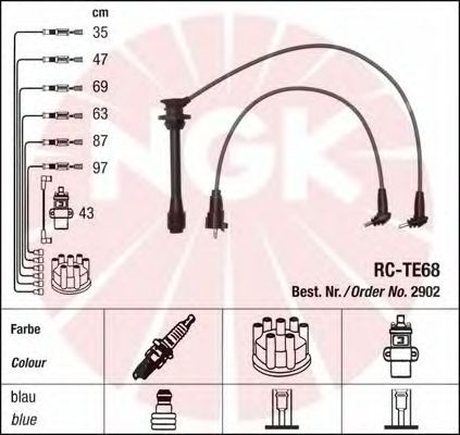 Комплект высоковольтных проводов NGK RCTE68