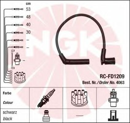 Комплект высоковольтных проводов NGK RCFD1209