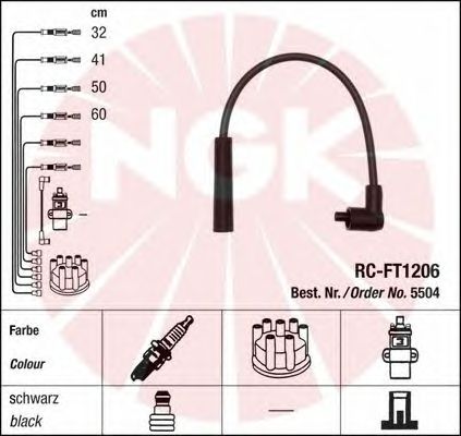 Комплект высоковольтных проводов NGK RCFT1206