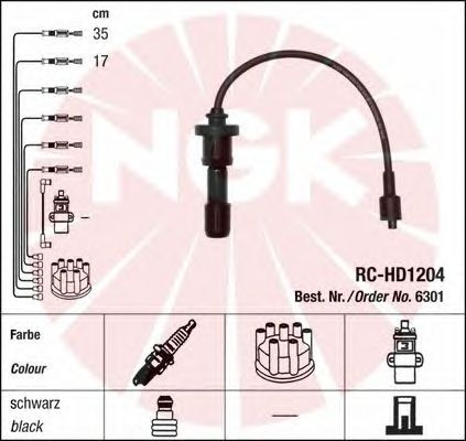 Комплект высоковольтных проводов NGK RCHD1204