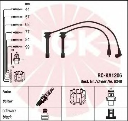 Комплект высоковольтных проводов NGK RCKA1206