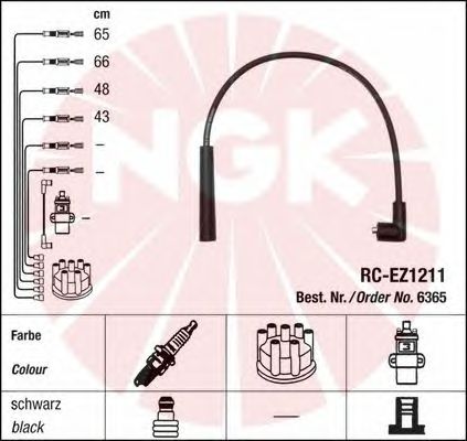 Комплект высоковольтных проводов NGK RCEZ1211