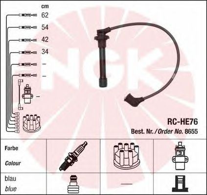 Комплект высоковольтных проводов NGK RCHE76