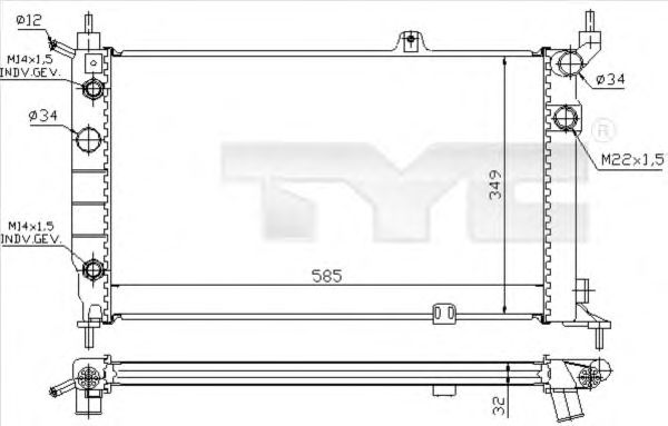 Радиатор, охлаждение двигателя TYC 725-0002