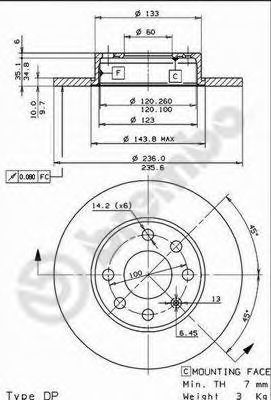 Тормозной диск BREMBO 08.4250.14