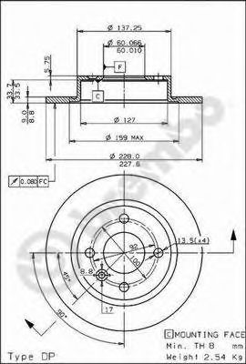 Тормозной диск BREMBO 08.5237.10