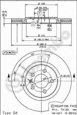 Тормозной диск BREMBO 09.5570.10