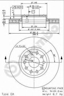 Тормозной диск BREMBO 09.6767.11