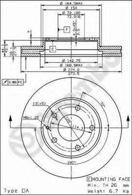 Тормозной диск BREMBO 09.6863.10