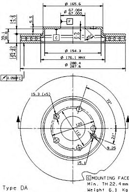 Тормозной диск BREMBO 09.8681.10