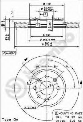 Тормозной диск BREMBO 09.9159.10