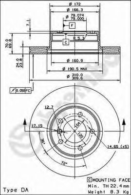 Тормозной диск BREMBO 09.9173.11