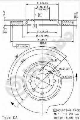 Тормозной диск BREMBO 09.9613.10