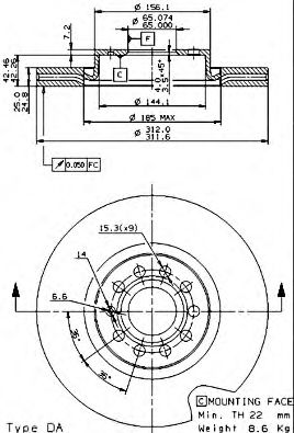 Тормозной диск BREMBO 09.9772.11