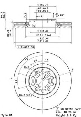 Тормозной диск BREMBO 09.A598.10