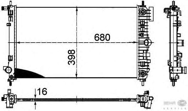 Радиатор, охлаждение двигателя HELLA 8MK 376 754-311