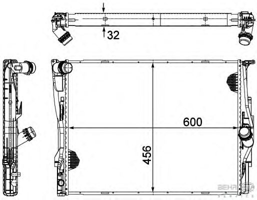 Радиатор, охлаждение двигателя BEHR HELLA SERVICE 8MK 376 754-071