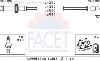 Комплект високовольтних проводів FACET 4.9374