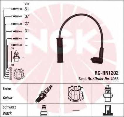 Комплект высоковольтных проводов NGK RCRN1202